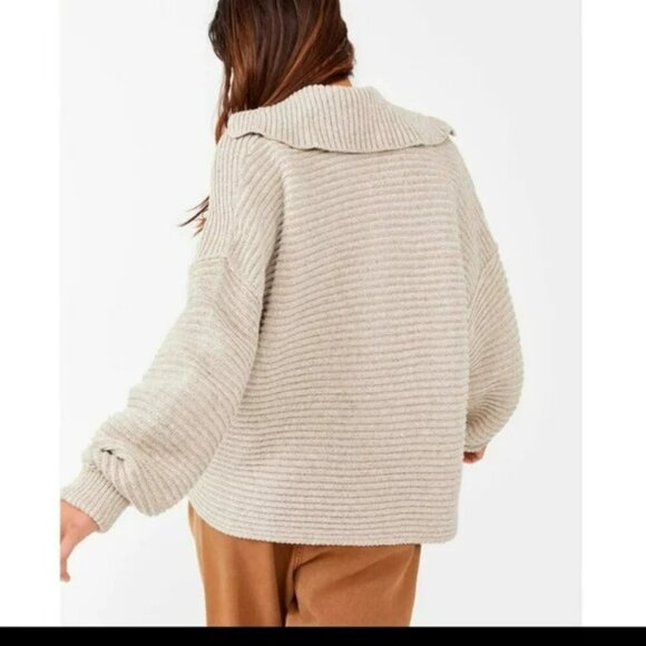 Free people Marlie pullover Women's sweater Pebble Size S Small Tan Color - Picture 5 of 12